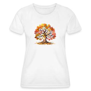 Eiche mit Herbstlaub Aquarell - Frauen Funktions-T-Shirt - Weiß - Vorne - AI Model Female 172 dark (172cm)