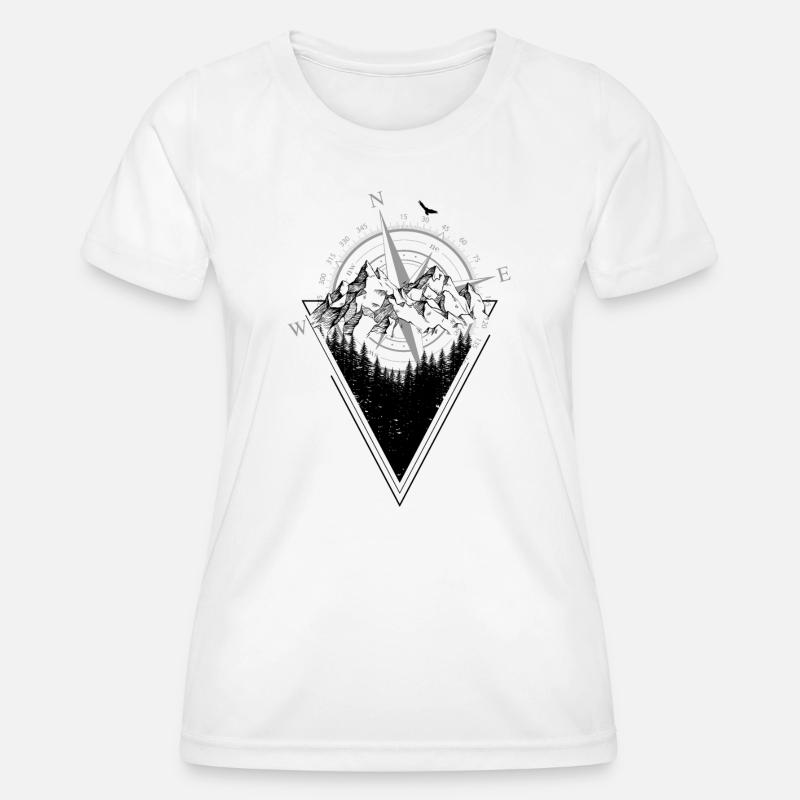Weathered Compass Grunge Map - Women's Functional T-Shirt - white