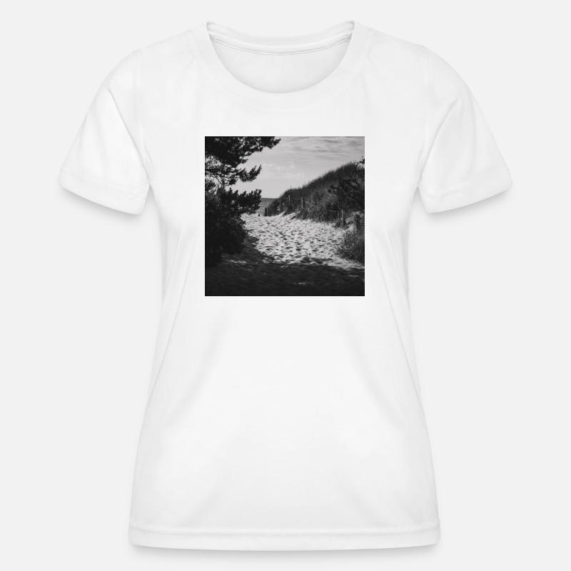 Beach Access West Beach Prerow Baltic Sea Darß Poster - Women's Functional T-Shirt - white