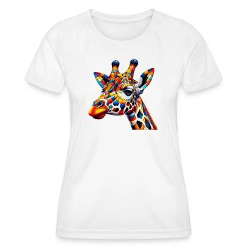 Girafe colorée et peinte comme Arlequin - T-shirt sport Femme - blanc - Devant - AI Model Female 172 dark (172cm)
