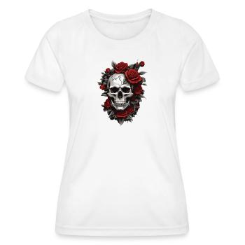 Schädel mit roten Rosen - Frauen Funktions-T-Shirt - Weiß - Vorne - AI Model Female 172 dark (172cm)