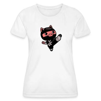 Ninja Pig - Women's Functional T-Shirt - white - Front - AI Model Female 172 dark (172cm)