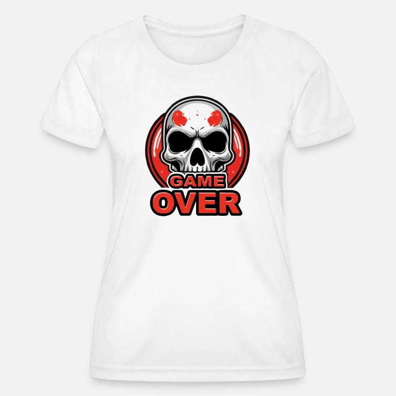 Skull Game Over Red Crest - Women's Functional T-Shirt - white