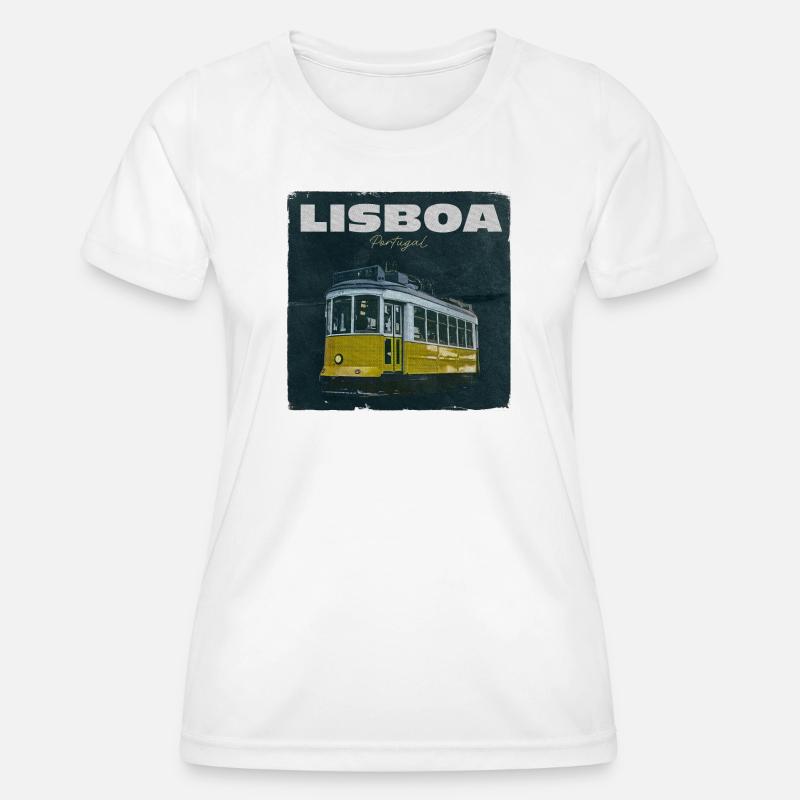 Lisbon Yellow Tram Retro - Women's Functional T-Shirt - white