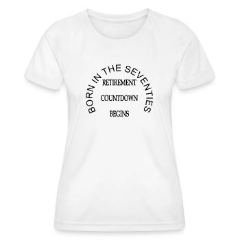 Né dans les années soixante-dix - T-shirt sport Femme - blanc - Devant - AI Model Female 172 dark (172cm)