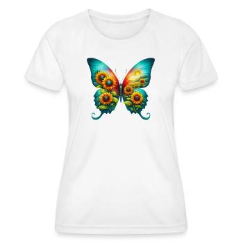 Schmetterlingsblumen Sonnenblumen Sonnenblumen - Frauen Funktions-T-Shirt - Weiß - Vorne - AI Model Female 172 dark (172cm)