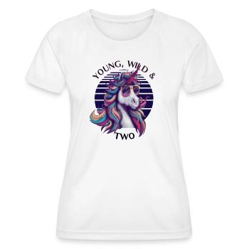 Young, Wild & Two – Cool Unicorn Birthday - Women's Functional T-Shirt - white - Front - AI Model Female 172 dark (172cm)