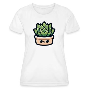 Petite Potted Pal: Die fröhliche Sukkulente - Frauen Funktions-T-Shirt - Weiß - Vorne - AI Model Female 172 dark (172cm)