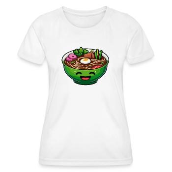 Happy Ramen Bowl: Die fröhliche Suppe - Frauen Funktions-T-Shirt - Weiß - Vorne - AI Model Female 172 dark (172cm)