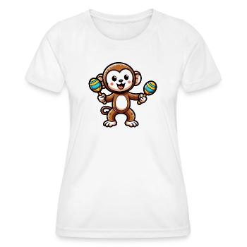 Maraca Monkey: Der musikalische Primat - Frauen Funktions-T-Shirt - Weiß - Vorne - AI Model Female 172 dark (172cm)