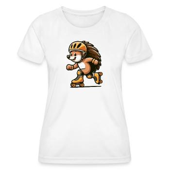 Roller Rush Hedgehog: The Speedy Skater - Women's Functional T-Shirt - white - Front - AI Model Female 172 dark (172cm)
