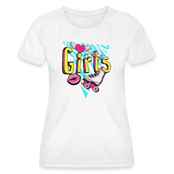 Mädchen Retro Roller Pop Art - Frauen Funktions-T-Shirt - Weiß - Vorne - AI Model Female 172 dark (172cm)