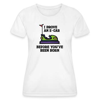 Energy Storage Statement Refueling Electricity E-car - Women's Functional T-Shirt - white - Front - AI Model Female 172 dark (172cm)