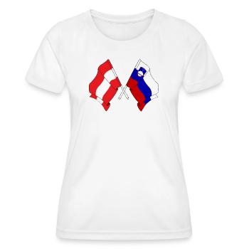 Drapeau de l’Autriche et drapeau de la Slovénie - T-shirt sport Femme - blanc - Devant - AI Model Female 172 dark (172cm)