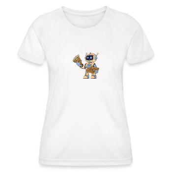 Un robot mange de la pizza - T-shirt sport Femme - blanc - Devant - AI Model Female 172 dark (172cm)