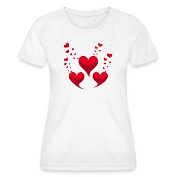 Red hearts - Women's Functional T-Shirt - white - Front - AI Model Female 172 dark (172cm)