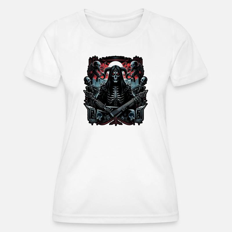 Death with Grim Reaper Guitar - Women's Functional T-Shirt - white