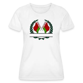 Drapeaux Biélorussie couronne de laurier bannière - T-shirt sport Femme - blanc - Devant - AI Model Female 172 dark (172cm)