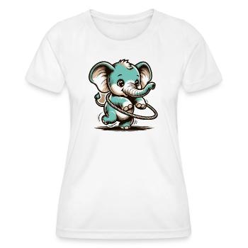 Éléphant de dessin animé mignon avec hubs hula - T-shirt sport Femme - blanc - Devant - AI Model Female 172 dark (172cm)
