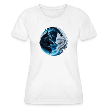 Two majestic wolf heads - Women's Functional T-Shirt - white - Front - AI Model Female 172 dark (172cm)