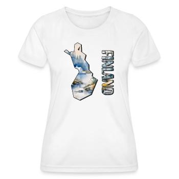Watercolor MapFinland - Women's Functional T-Shirt - white - Front - AI Model Female 172 dark (172cm)