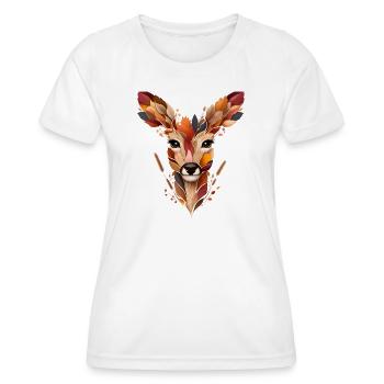 Ein Reh, gestaltet aus verschiedenen Blättern - Frauen Funktions-T-Shirt - Weiß - Vorne - AI Model Female 172 dark (172cm)