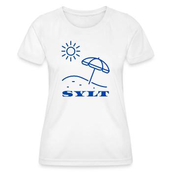 SYLT Sonne und Sonnenschirm Illustration - Frauen Funktions-T-Shirt - Weiß - Vorne - AI Model Female 172 dark (172cm)