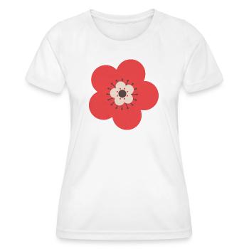 Rote & cremefarbene Blume - Frauen Funktions-T-Shirt - Weiß - Vorne - AI Model Female 172 dark (172cm)