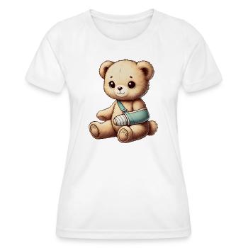 Teddy bringt Trost - Kuscheltier mit Gipsarm - Frauen Funktions-T-Shirt - Weiß - Vorne - AI Model Female 172 dark (172cm)