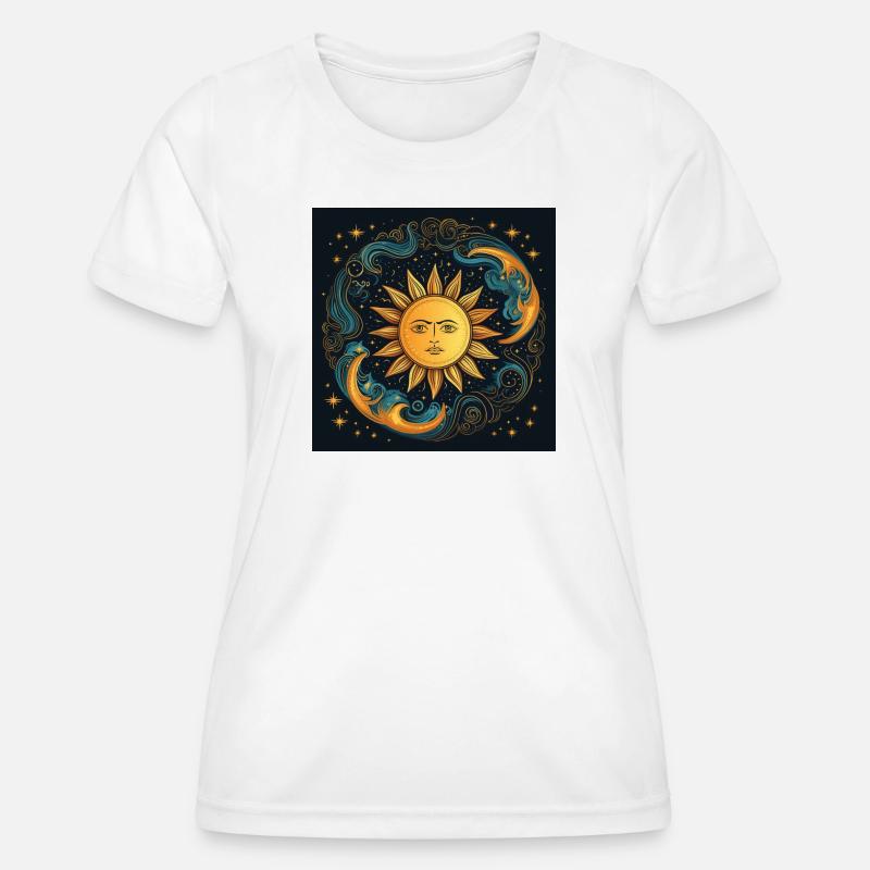 Solar Moon Cycle Cosmic Art - Women's Functional T-Shirt - white