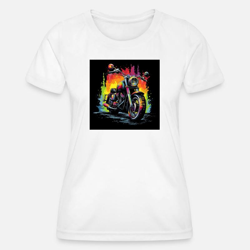 Rainbow Motorcycle Splash - Women's Functional T-Shirt - white