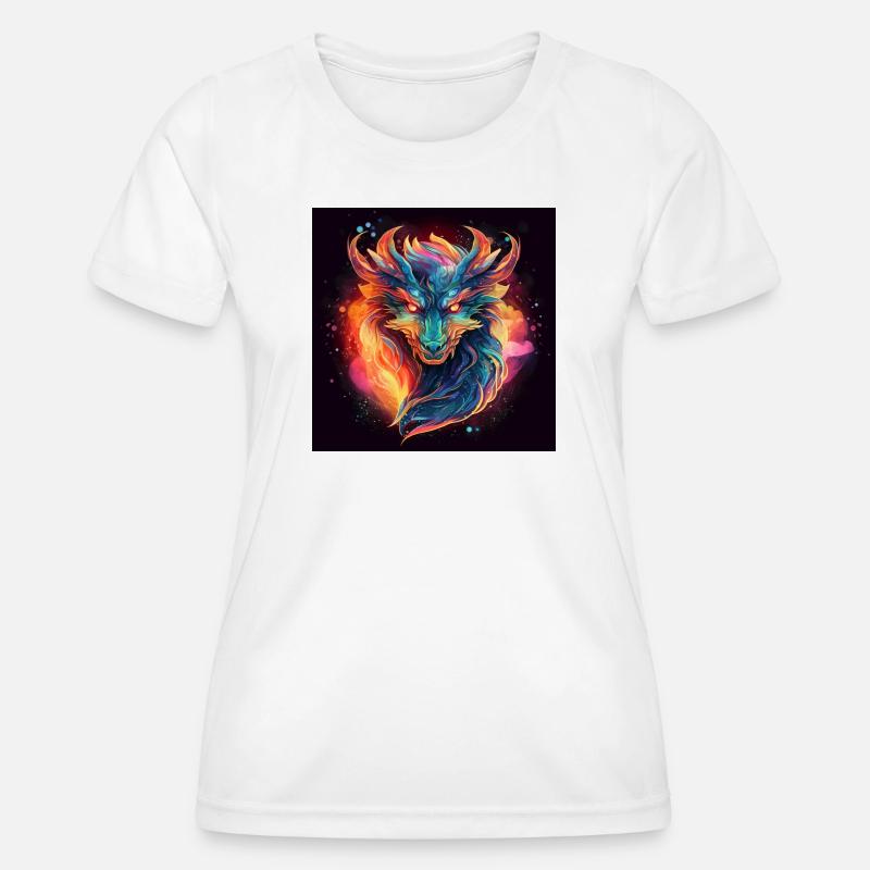 Neon Dragon Head Fire Colors - Women's Functional T-Shirt - white