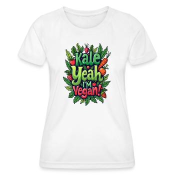 KALE JA, ICH BIN VEGANER! - Frauen Funktions-T-Shirt - Weiß - Vorne - AI Model Female 172 dark (172cm)