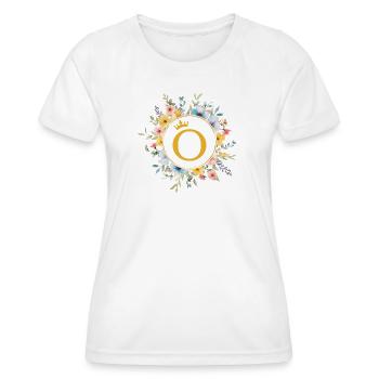 O Monogram, Flower Circle, Personalizable - Women's Functional T-Shirt - white - Front - AI Model Female 172 dark (172cm)