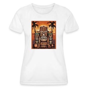 Tiki Statues - T-shirt sport Femme - blanc - Devant - AI Model Female 172 dark (172cm)