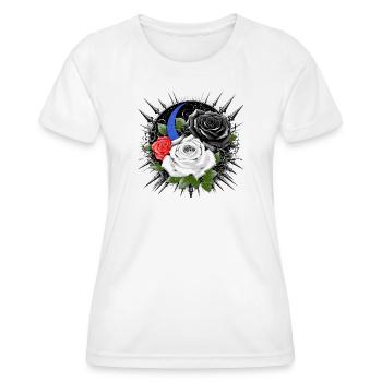 Gloomy roses with moon and thorns - Women's Functional T-Shirt - white - Front - AI Model Female 172 dark (172cm)
