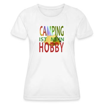 CAMPING IS EXACTLY MY HOBBY - Women's Functional T-Shirt - white - Front - AI Model Female 172 dark (172cm)