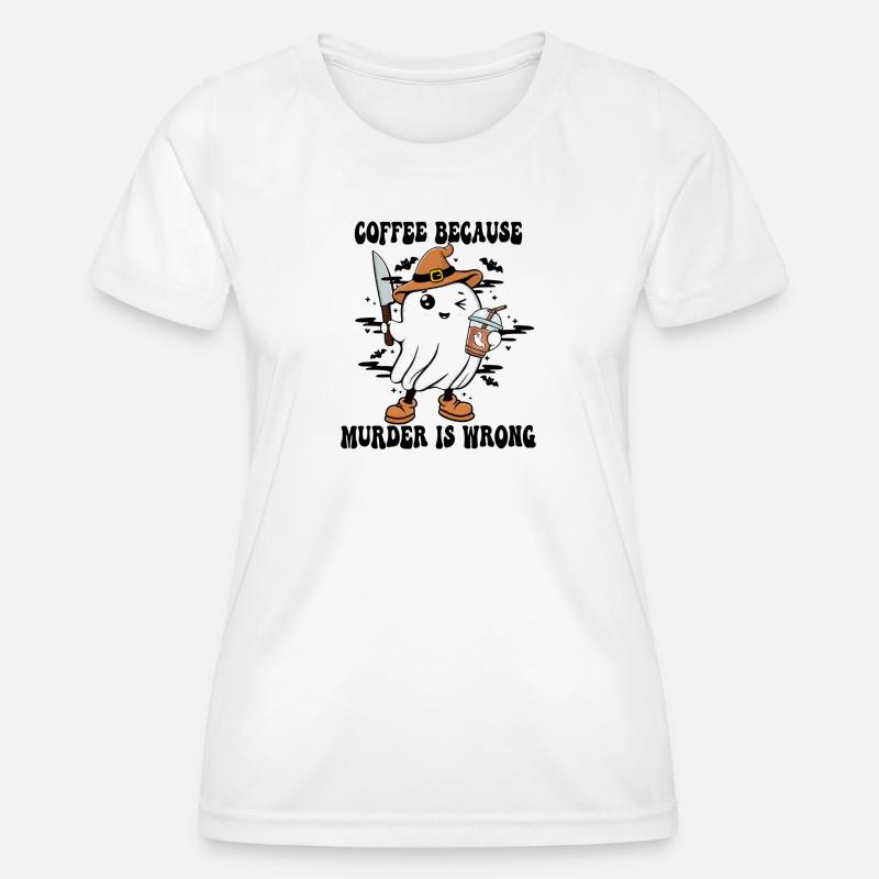 Ghost Witch with Coffee - Women's Functional T-Shirt - white