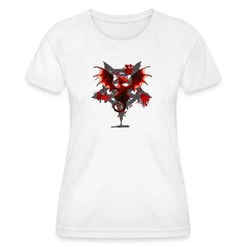 Drachen motive, pentagram muster, Blutflecken - Frauen Funktions-T-Shirt - Weiß - Vorne - AI Model Female 172 dark (172cm)