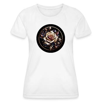 Rose im Diamantkranz - Rose Diamant Edelstein - Frauen Funktions-T-Shirt - Weiß - Vorne - AI Model Female 172 dark (172cm)