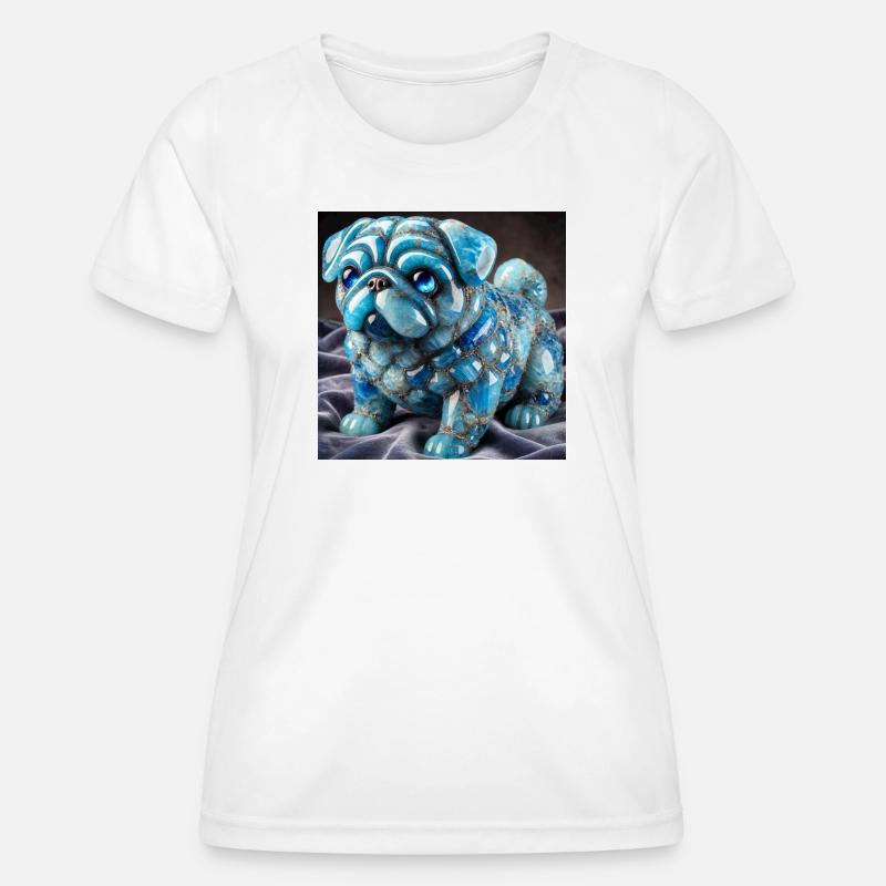 Blue Crystal Pug Decorative Figure - Women's Functional T-Shirt - white
