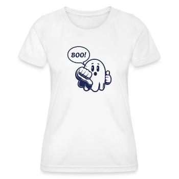 Ghost, BOO, Boo, thumbs down, funny, funny - Women's Functional T-Shirt - white - Front - AI Model Female 172 dark (172cm)
