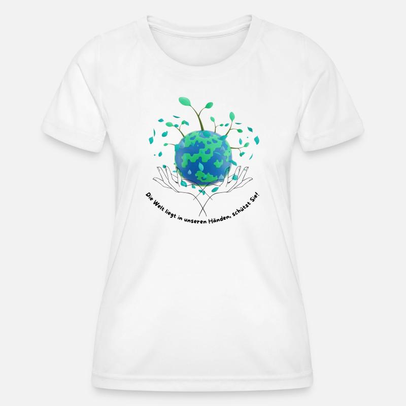 The world is in our hands, protect it! - Women's Functional T-Shirt - white