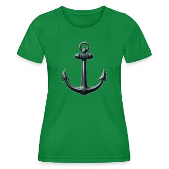Historischer Anker mit Nautischem Design - Frauen Funktions-T-Shirt - Kelly Green - Vorne - AI Model Female 172 dark (172cm)