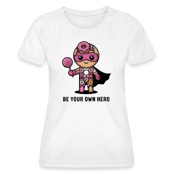 Sei dein eigener Helden-Donut-Charakter - Frauen Funktions-T-Shirt - Weiß - Vorne - AI Model Female 172 dark (172cm)