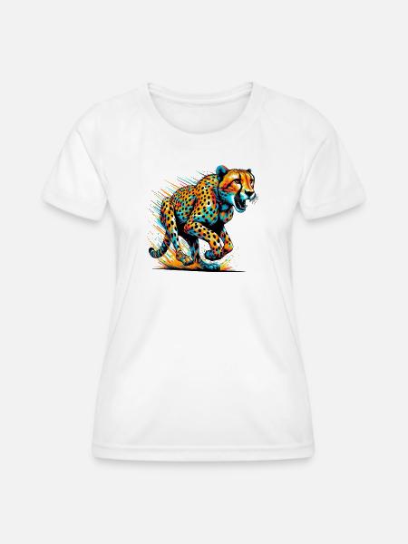 Gepard - Frauen Funktions-T-Shirt - Weiß