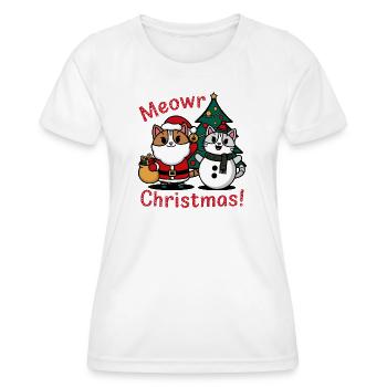 Conception de Noël de chat festif et de bonhomme de neige - T-shirt sport Femme - blanc - Devant - AI Model Female 172 dark (172cm)