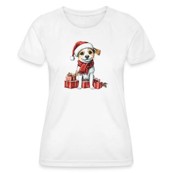 Weihnachts-Welpe mit Geschenken - Frauen Funktions-T-Shirt - Weiß - Vorne - AI Model Female 172 dark (172cm)