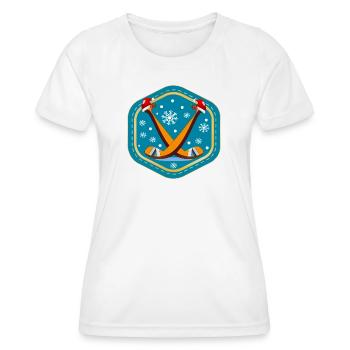 WEIHNACHTEN EISHOCKEY - Frauen Funktions-T-Shirt - Weiß - Vorne - AI Model Female 172 dark (172cm)