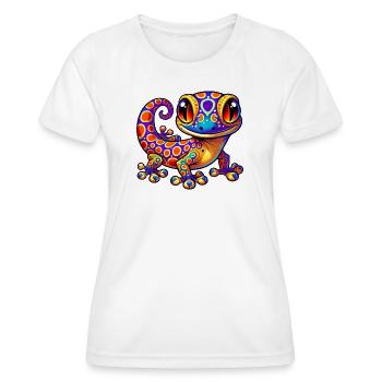 Gecko - Frauen Funktions-T-Shirt - Weiß - Vorne - AI Model Female 172 dark (172cm)